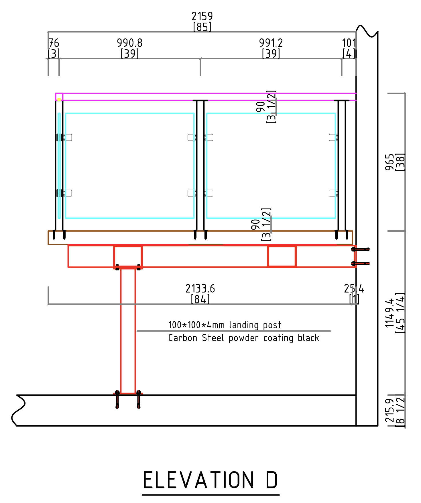 Elevation D — landing detail